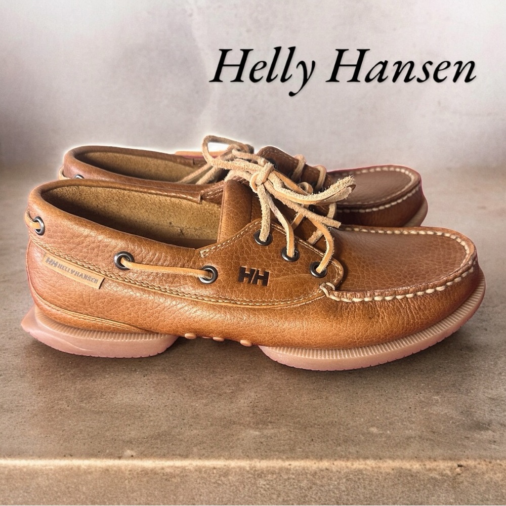 MEN’S HELLY HANSEN LEATHER BOAT SHOES (SZ 6.5) (EUC)